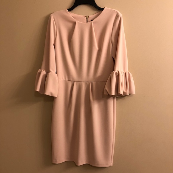 Betsy Adam pink dress bell sleeve pencil zipper 10 - Picture 7 of 9